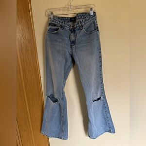 lei Light Blue Flare Jeans with Knee Rips